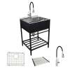 TFH-2522-MB 25-in. Stainless Steel Laundry Sink with Wash Stand in Matte Black