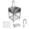 TFH-2522-SS 25-in. Stainless Steel Laundry Sink with Wash Stand in Brushed Satin