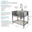 TFH-3622-SS 36-in. Stainless Steel Laundry Sink with Wash Stand in Brushed Satin