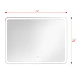 35.43 X 1.18 X 27.56 LED-Backlit Contemporary Mirror with Touch Sensor