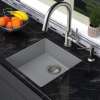 18-in x 18-in x 8-in silQ Granite Kitchen Sink with Single Bowl, Integral, Drop-in, Undermount Installation, with 0 Holes, In Grey