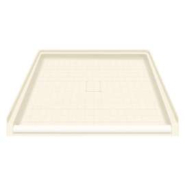 39.5 x 37.75 Solid Surface Barrier Free Shower Base with Collapsible Drain in Cameo