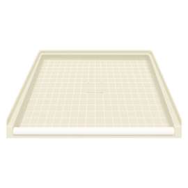 39.5 x 37.75 Solid Surface Barrier Free Shower Base with Collapsible Drain in Biscuit