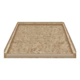 Solid Surface 39-in x 38-in Barrier Free Shower Base with Center Drain