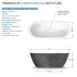 K-AFTF6729-G31M40 Finley Grande 67-in x 30-in x 23-in Freestanding Acrylic Bathtub Kit With Center Drain And Bath Pillow, Marble Grey/White (Gloss)