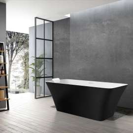 K-AFTL6730-M3109 Lily Grande 67-in x 30-in x 23-in Freestanding Acrylic Bathtub Kit With Center Drain And Bath Pillow, Black/White (Matte)