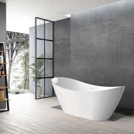 K-AFTS6731-M31 Skylar Grande 67-in x 31-in x 27-in Freestanding Acrylic Bathtub Kit With Center Drain And Bath Pillow, White (Matte)