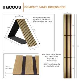 ACF2-70 Foldable Compact 12-in x 96-in x 0.4-in 2 Pack Wall Panels, Light Oak