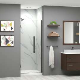EHTB31257610C-BK-MB Elizabeth 31-in W x 76-in H Hinged Shower Door in Matte Black with Clear Glass