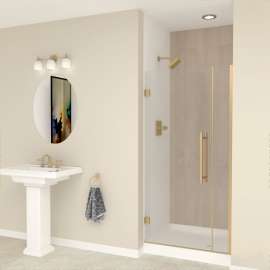 EHTB36307610C-BK-CB Elizabeth 36-in W x 76-in H Hinged Shower Door in Champagne Bronze with Clear Glass