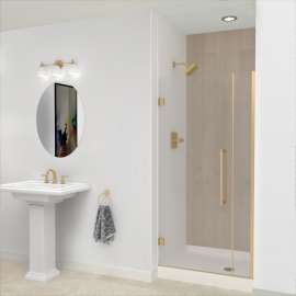 EHTB36307610C-T-CB Elizabeth 36-in W x 76-in H Hinged Shower Door in Champagne Bronze with Clear Glass