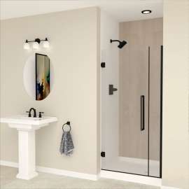 EHTB36307610C-T-MB Elizabeth 36-in W x 76-in H Hinged Shower Door in Matte Black with Clear Glass