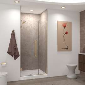 EHTB435257610C-BK-CB Elizabeth 43.5-in W x 76-in H Hinged Shower Door in Champagne Bronze with Clear Glass