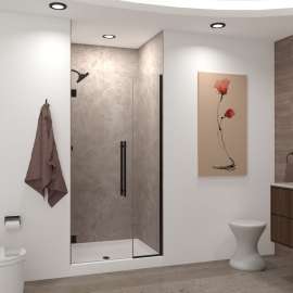 EHTB435257610C-BK-MB Elizabeth 43.5-in W x 76-in H Hinged Shower Door in Matte Black with Clear Glass