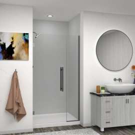 EHTB415297610C-BK-MB Elizabeth 41.5-in W x 76-in H Hinged Shower Door in Matte Black with Clear Glass