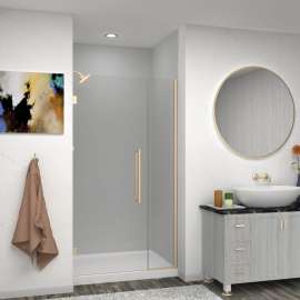 EHTB415297610C-T-CB Elizabeth 41.5-in W x 76-in H Hinged Shower Door in Champagne Bronze with Clear Glass