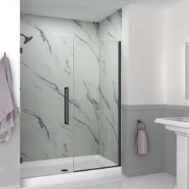 EHTB58287610C-T-MB Elizabeth 58-in W x 76-in H Hinged Shower Door in Matte Black with Clear Glass