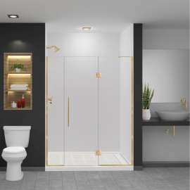 EHTF61257610C-T-CB Elizabeth 61-in W x 76-in H Hinged Shower Door in Champagne Bronze with Clear Glass