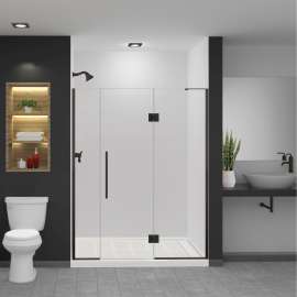 EHTF61257610C-T-MB Elizabeth 61-in W x 76-in H Hinged Shower Door in Matte Black with Clear Glass