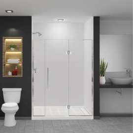 EHTF61257610C-T-PC Elizabeth 61-in W x 76-in H Hinged Shower Door in Polished Chrome with Clear Glass