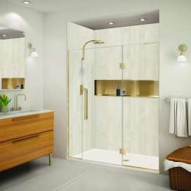EHTF65297610C-BK-CB Elizabeth 65-in W x 76-in H Hinged Shower Door in Champagne Bronze with Clear Glass