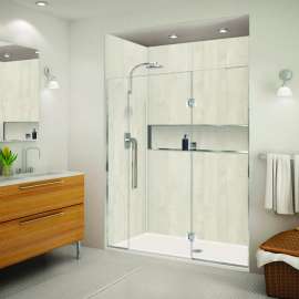 EHTF66307610C-T-PC Elizabeth 66-in W x 76-in H Hinged Shower Door in Polished Chrome with Clear Glass