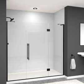 EHTF77297610C-BK-MB Elizabeth 77-in W x 76-in H Hinged Shower Door in Matte Black with Clear Glass