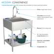EWS-2422S 24-in W x 22.1-in D x 35.2-in H Stainless Steel Laundry Sink and Wash Stand, Brushed Stainless