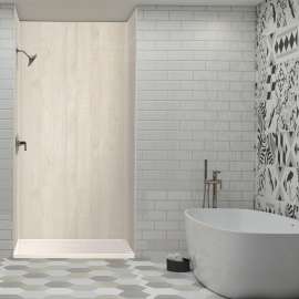 FLU4834C-32 Ultra Low Threshold 34-in x 48-in Single Shower Base With Center Drain in Cameo