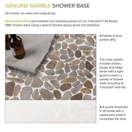 FPT6032R-PC 60-in x 32-in Pre-Tiled Shower Base with Right Hand Drain in Pebble Creme