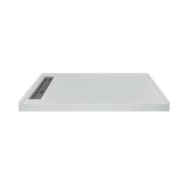 FSC6034L-87 60-in x 34-in Cast Solid Surface Shower Base With Left Hand Drain, Concrete