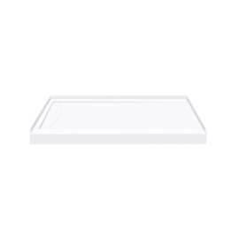 FSL4834L-01 48-in x 34-in Cast Solid Surface Low Profile Shower Base with Linear Concealed Left Hand Drain, White 