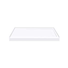 FSL4834R-01 48-in x 34-in Cast Solid Surface Low Profile Shower Base with Linear Concealed Right Hand Drain, White 