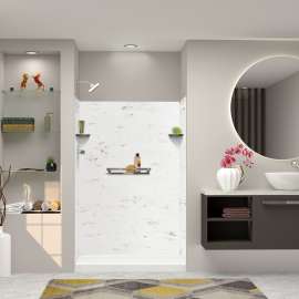 K-J20-SSC-BS Transolid K-J20-SSC-BS Jocelyn Grab Bar Shelf and Corner Shower Shelf Kit; Brushed Stainless