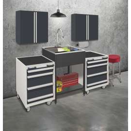 K-EWS-2822S-MB 28-in W x 22.1-in D x 35.2-in H Laundry Sink/Wash Stand All-in-One Kit, Matte Black