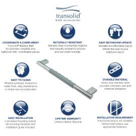 16-inch Grab Bar with Grey Rubber Handle, In Brushed Stainless