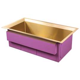 PUSS331911SB Studio 33-in x 19-in x 11-in 14 Gauge Super Single Bowl Undermount Stainless Steel Kitchen Sink With SinkPocket™, Bottom Sink Grid, And Flip-Top Sink Strainer, Satin Brass