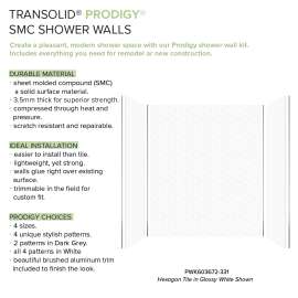 Prodigy PWK603672-331 60-in x 36-in x 72-in Shower Wall Trimmable Kit