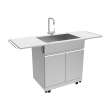 OSCS3224 Outdoor Kitchen 32-in x 24-in x 51-in Single Sink Cabinet With Folding Shelves, Stainless Steel