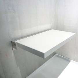 Preston PPS1420UP-01BS 14-in x 20-in Flip Up Shower Seat, White and Brushed Stainless
