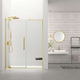 RDPD6676108C-CB Rynolds Duo 66-in x 76-in Pivot Shower Door With 5/16-in Clear Glass And Sabrina Double-Sided Handles, Champagne Bronze