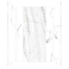 TWKE603696-SKI01GBKI31G Titan 60"x 36"x 96" Eco Shower Wall Trimmable Kit, White Caruso/Savanna Grey