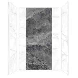 TWKE603696-SKI58GBKI63G Titan 60"x 36"x 96" Eco Shower Wall Trimmable Kit, Summit/Maelstrom Grey