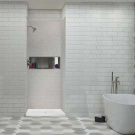 SaraMar 36-In X 36-In X 72-In Glue to Wall 3-Piece Shower Wall Trimmable Kit