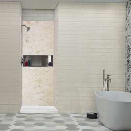 SaraMar 36-In X 36-In X 72-In Glue to Wall 3-Piece Shower Wall Trimmable Kit