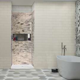 SaraMar 36-In X 36-In X 96-In Glue to Wall 3-Piece Shower Wall Trimmable Kit