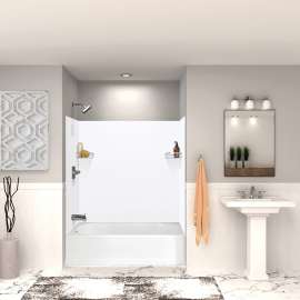 SWK603660-21V SaraMar 60-in x 36-in x 60-in Glue to Wall 3-Piece Shower Wall Trimmable Kit, White Velvet