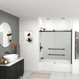 SWK603660-50V SaraMar 60-in x 36-in x 60-in Glue to Wall 3-Piece Shower Wall Trimmable Kit, Lunar Velvet