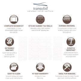 SaraMar 36-In X 60-In X 60-In Glue to Wall 3-Piece Tub Wall Kit - In Multiple Colors