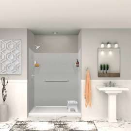 SWK603672-27V SaraMar 60-in x 36-in x 72-in Glue to Wall 3-Piece Shower Wall Trimmable Kit, Grey Beach Velvet